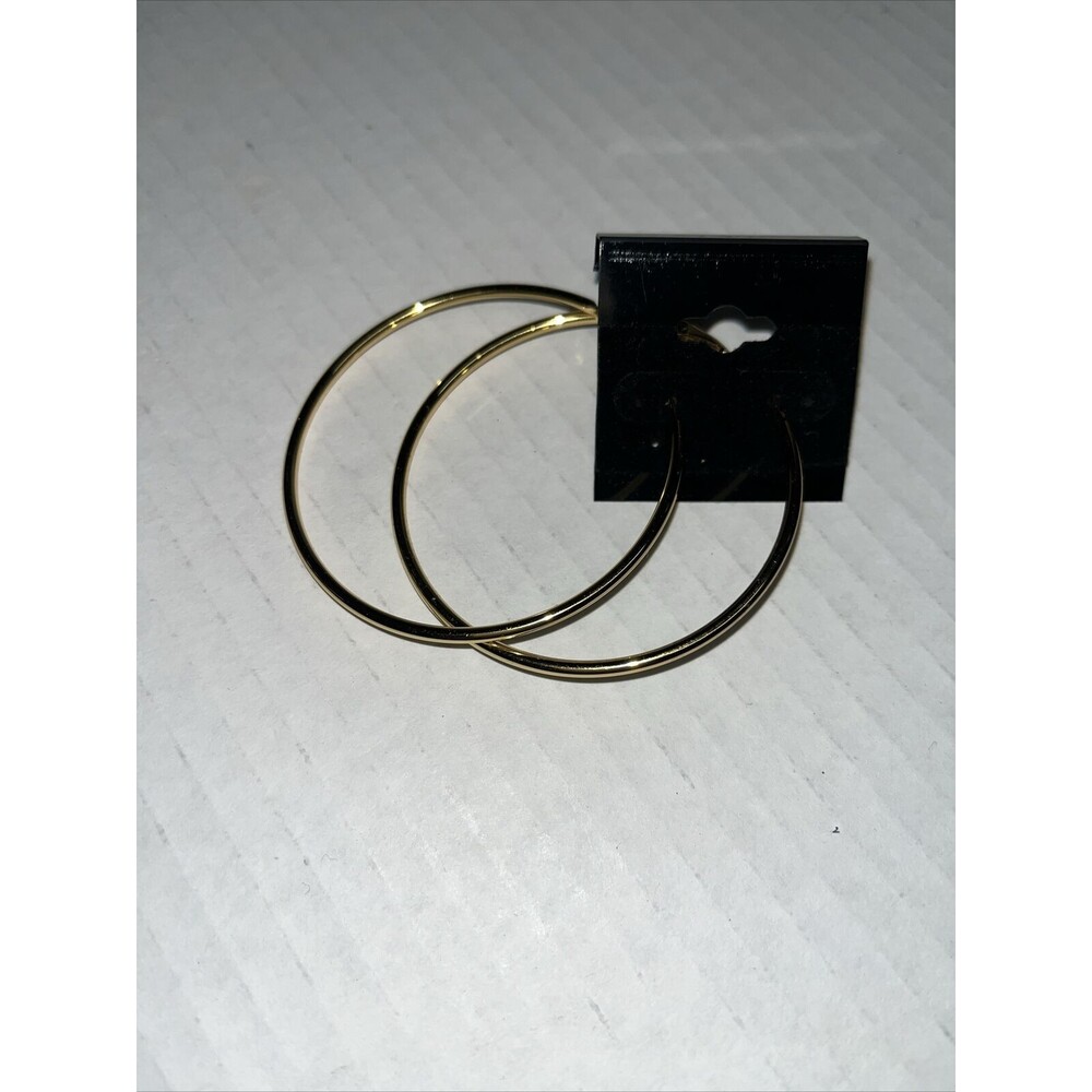 Large Hoop Earrings Gold Tone Pierced 2 1/4" D Fashion Jewelry Hoops NWT